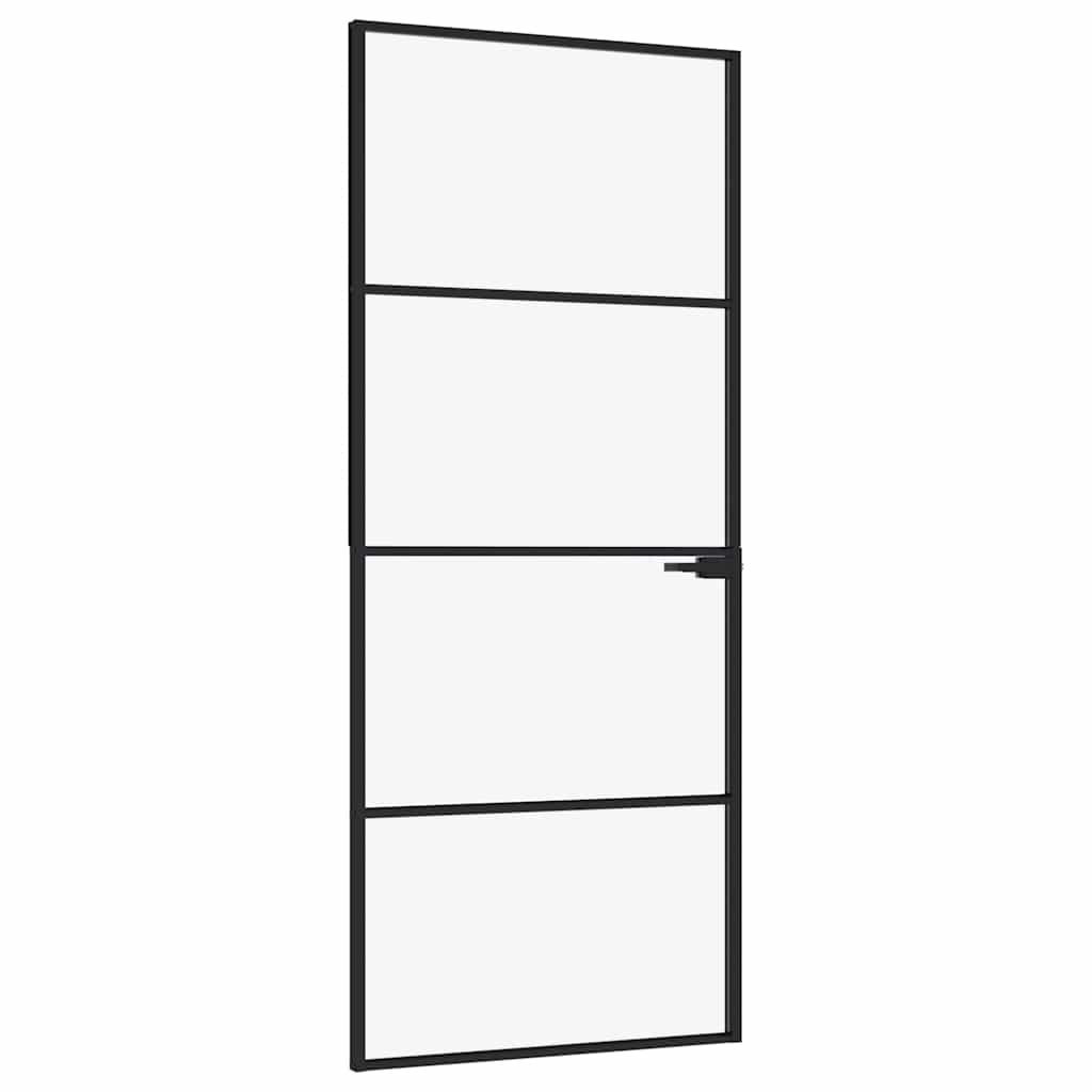 Vidaxl Porta interna 83x201,5 cm in vetro indurito e nero stretto in alluminio