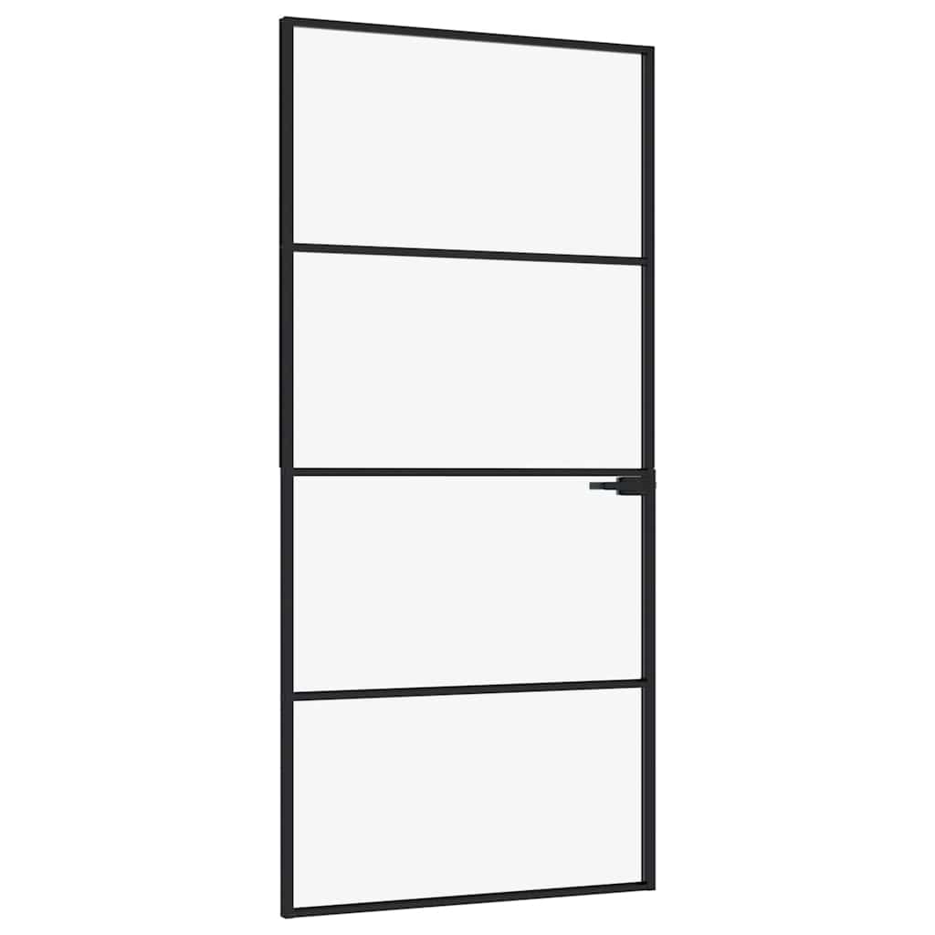 Vidaxl Porta interna 93x201,5 cm in vetro indurito e nero stretto in alluminio