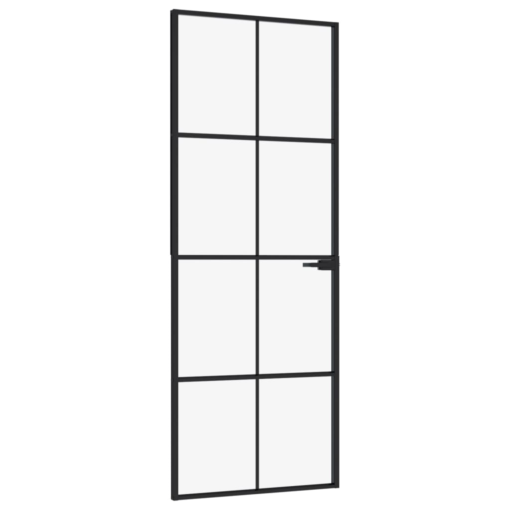 Vidaxl Porta interna 76x201,5 cm in vetro indurito e nero stretto in alluminio