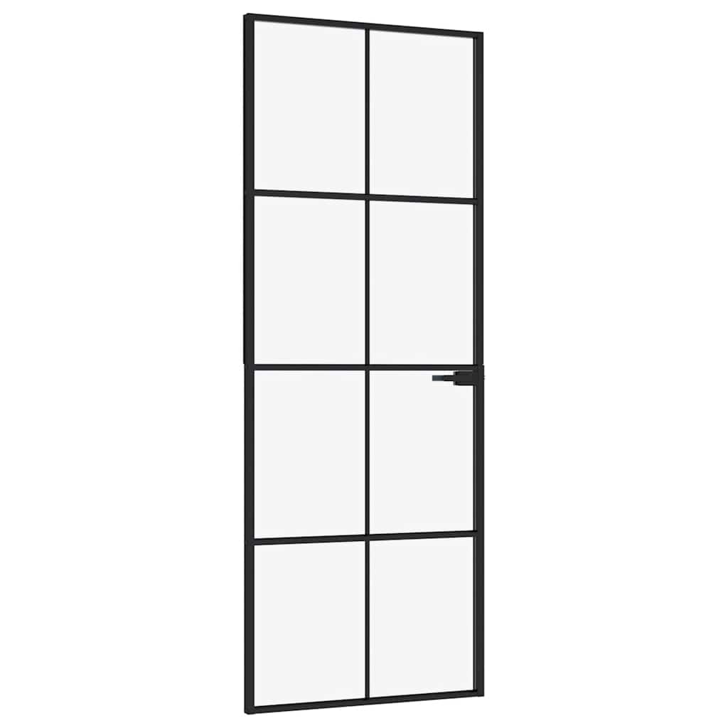 Vidaxl Porta interna 76x201,5 cm in vetro indurito e nero stretto in alluminio