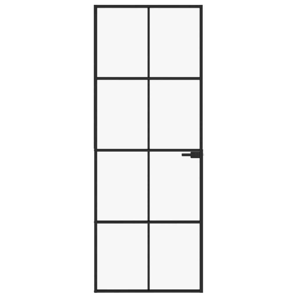 Vidaxl Porta interna 76x201,5 cm in vetro indurito e nero stretto in alluminio