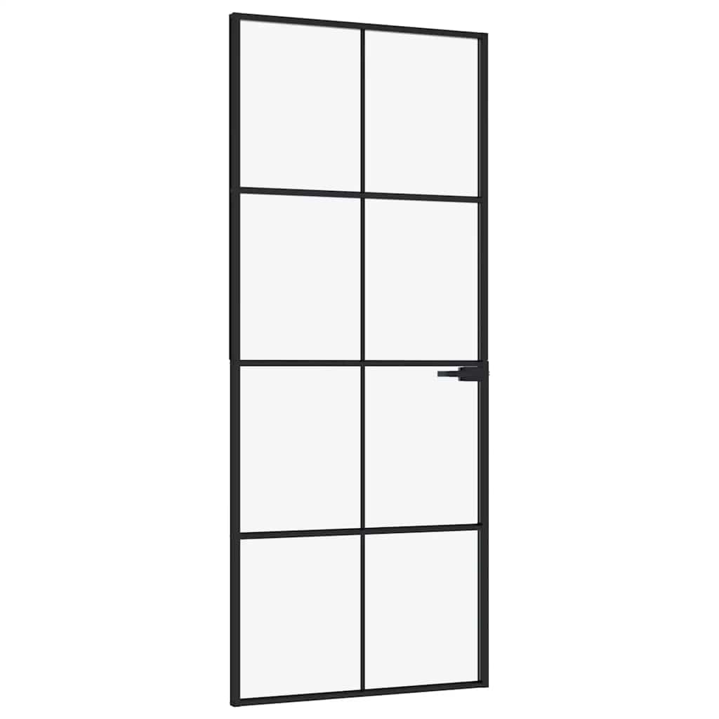 Vidaxl Porta interna 83x201,5 cm in vetro indurito e nero stretto in alluminio