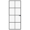 Vidaxl Puerta interna 83x201.5 cm de vidrio endurecido y aluminio negro estrecho