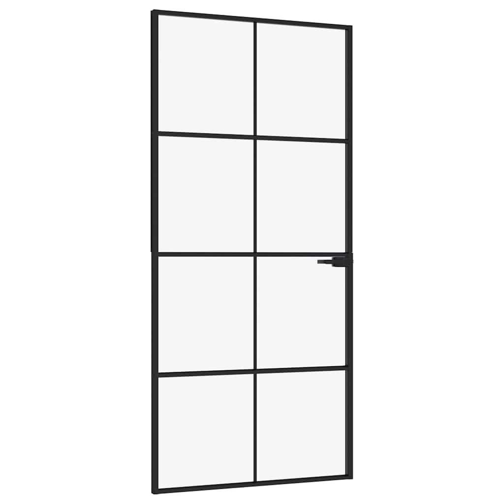 Vidaxl Porta interna 93x201,5 cm in vetro indurito e nero stretto in alluminio