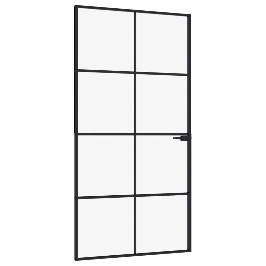 Vidaxl Porta interna 102x201,5 cm in vetro indurito e nero stretto in alluminio