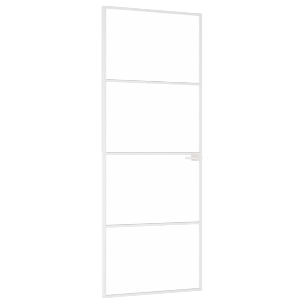 Vidaxl Porta interna 76x201,5 cm in vetro indurito e bianco alluminio