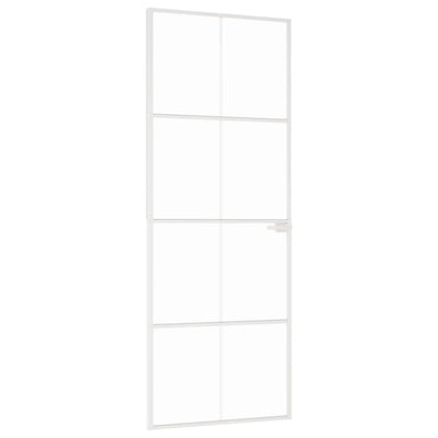 Vidaxl binnendeur 76x201,5 cm gehard glas en aluminium smal wit