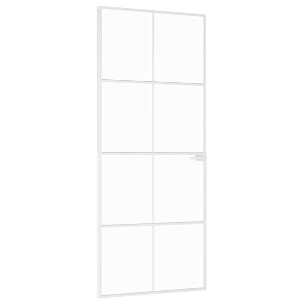 Porta interna Vidaxx 83x201,5 cm vetro temperato e alluminio stretto bianco