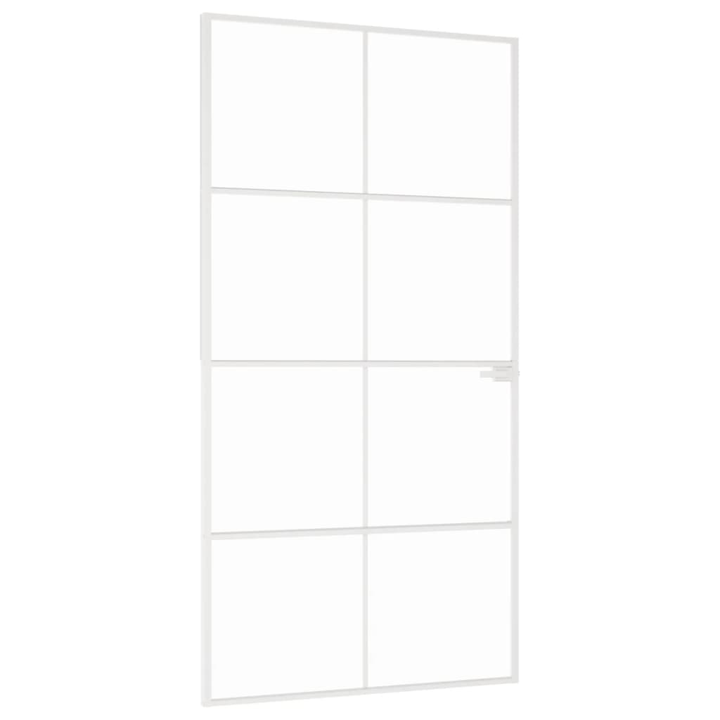 Vidaxl Porta interna 102x201,5 cm in vetro indurito e bianco alluminio stretto
