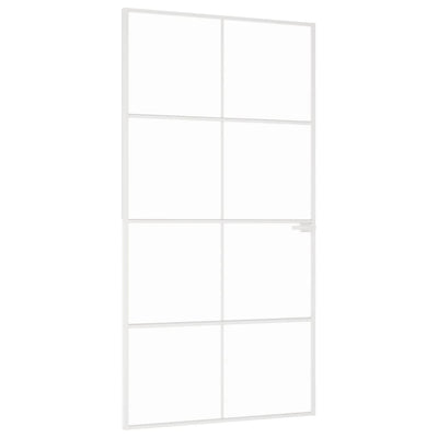 VidaXL Binnendeur 102x201,5 cm gehard glas en aluminium smal wit