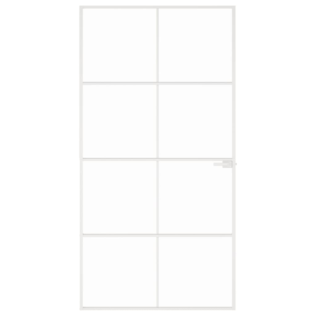 Vidaxl Porta interna 102x201,5 cm in vetro indurito e bianco alluminio stretto