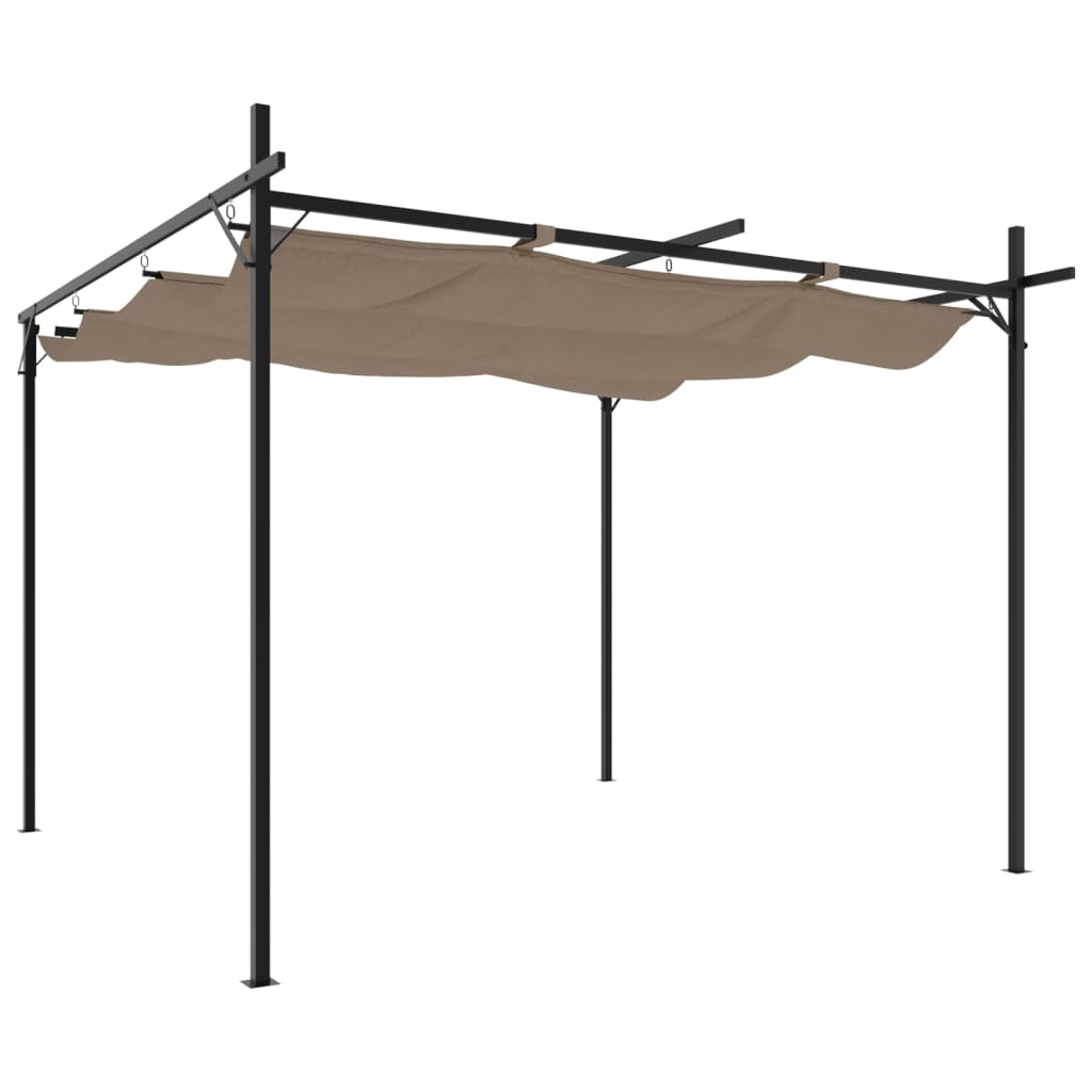 Pérgola VidaXL con techo retráctil 295x292x230 topo