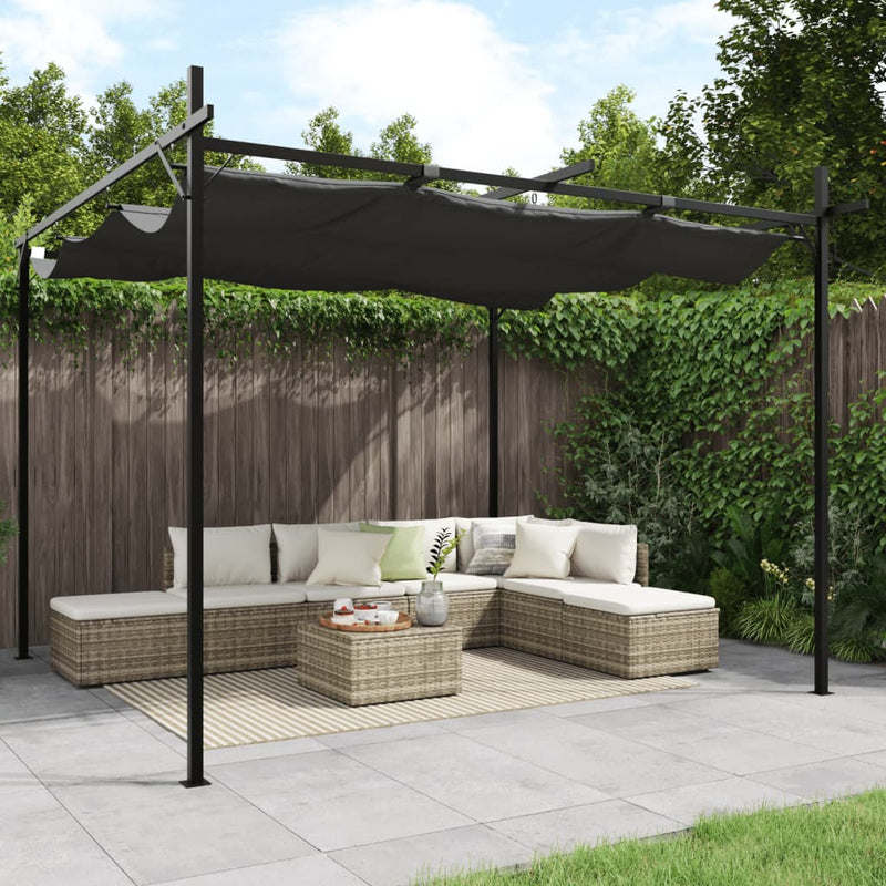 Vidaxl Pergola con techo extensible 295x292x230 antracita