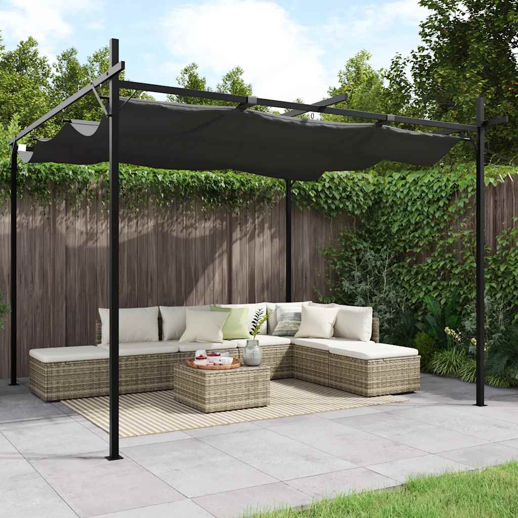 Vidaxl Pergola con techo extensible 295x292x230 antracita