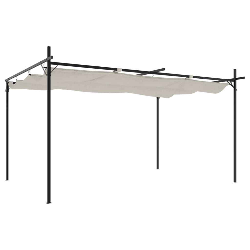 Pergola VidaXL con tetto retrattile 395x292x230 color panna