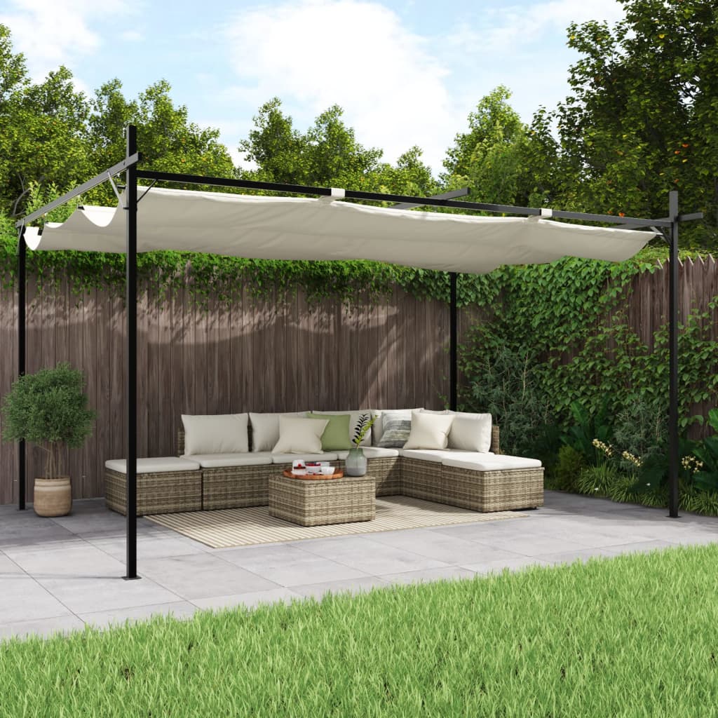 Pergola VidaXL con tetto retrattile 395x292x230 color panna
