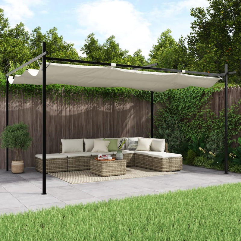 Vidaxl pergola met uitschuifbaar dak 395x292x230 crèmekleurig
