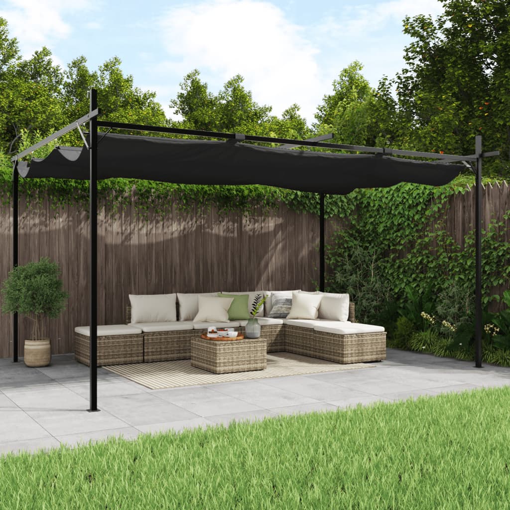 Pérgola VidaXL con techo extensible 395x292x230 antracita