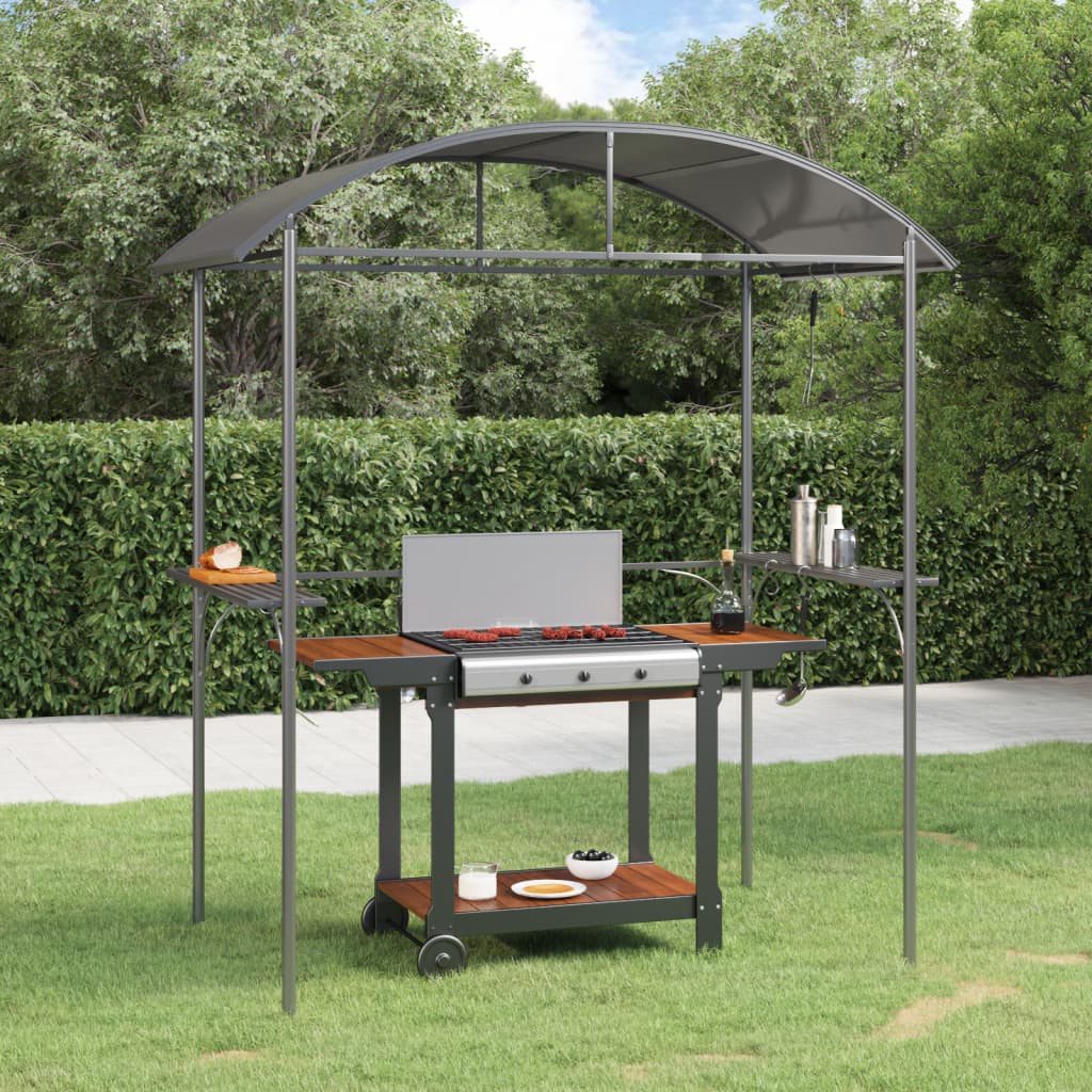 Vidaxl Barbecuepavilion con schede laterali 220x115x230 cm Antracite in acciaio