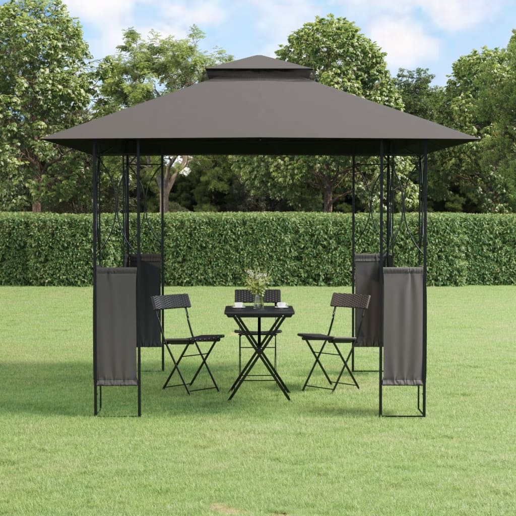 Arbor Vidaxl con techo 300x300x270 cm de acero antracita