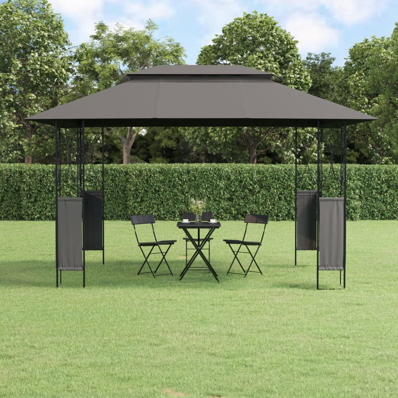Arbor Vidaxl con techo 400x300x270 cm de acero antracita