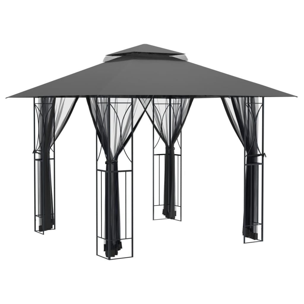 Vidaxl Arbor con pareti laterali 300x300x270 cm in acciaio antracite -Collorato