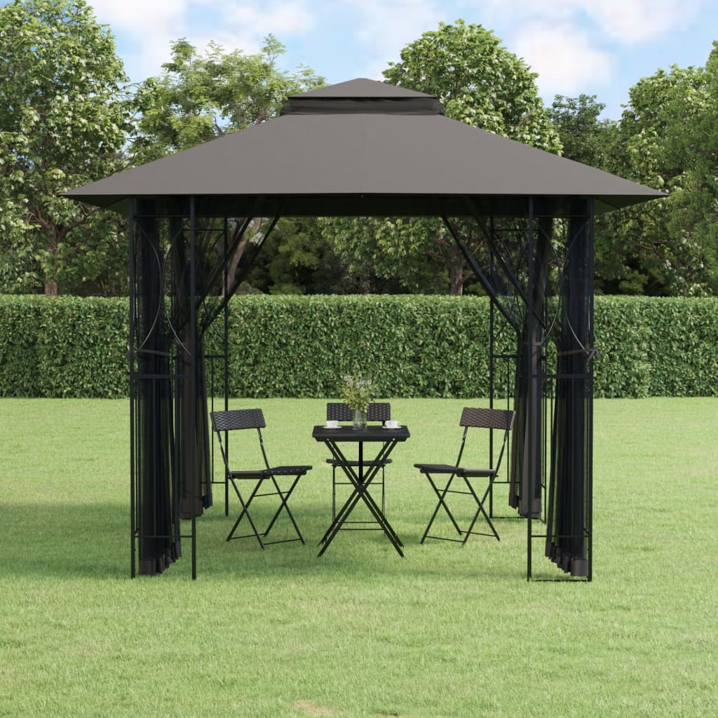 Vidaxl Arbor con pareti laterali 300x300x270 cm in acciaio antracite -Collorato