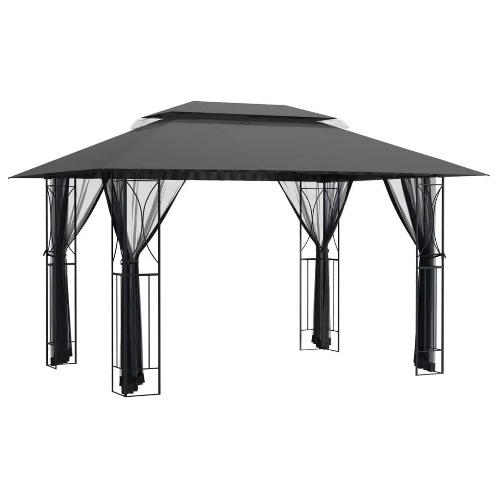 Vidaxl Arbor con pareti laterali 400x300x270 cm in acciaio antracite -Collorato