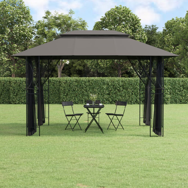 Vidaxl Arbor con pareti laterali 400x300x270 cm in acciaio antracite -Collorato