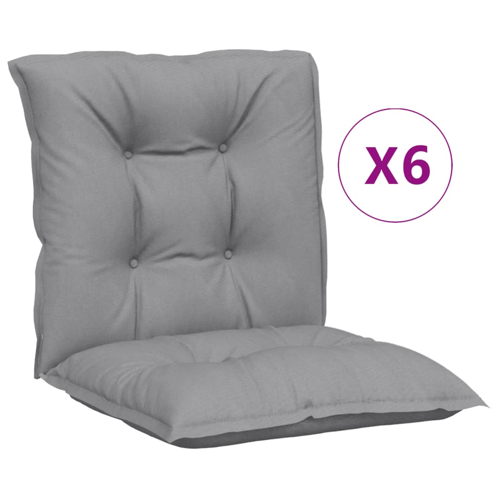 VidaXL cojines para sillas de jardín 6 uds respaldo bajo 100x50x7 cm tela gris