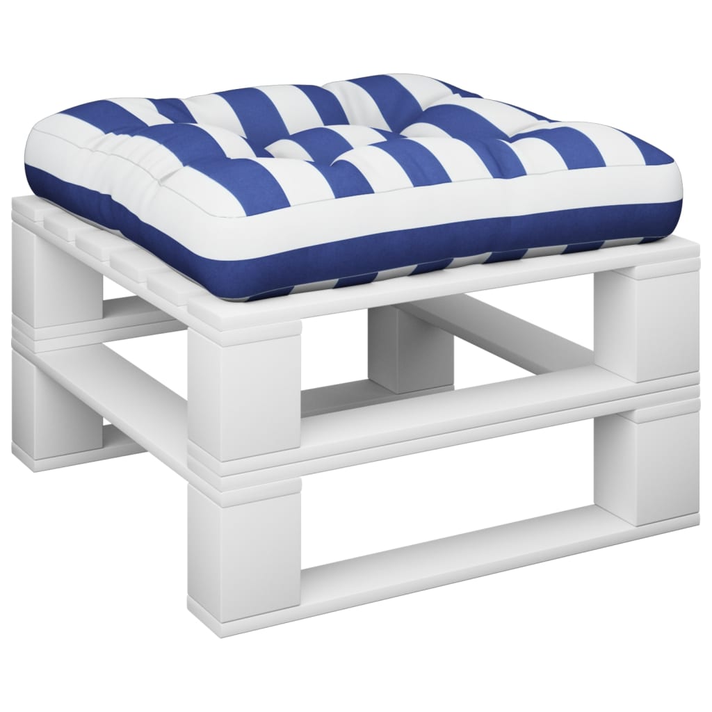 Vidaxl Pallet Cuscino a strisce 50x50x12 cm tessuto blu e bianco