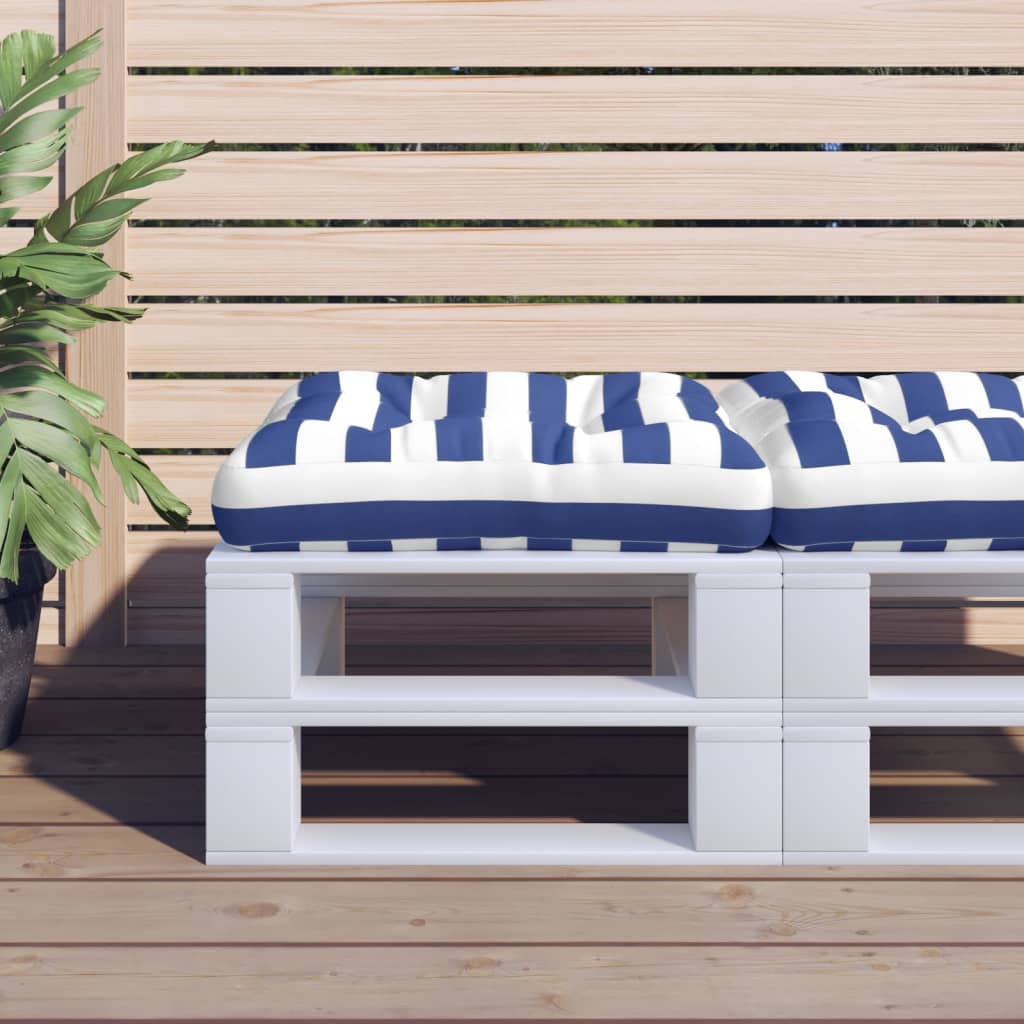 Vidaxl Pallet Cuscino a strisce 50x50x12 cm tessuto blu e bianco