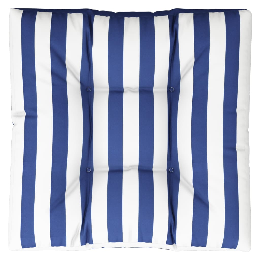 Vidaxl Pallet Cuscino a strisce 70x70x12 cm tessuto blu e bianco