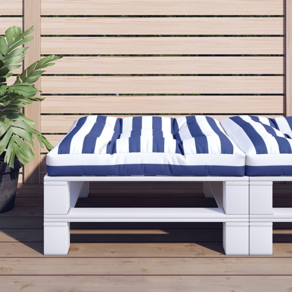 Vidaxl Pallet Cuscino a strisce 70x70x12 cm tessuto blu e bianco