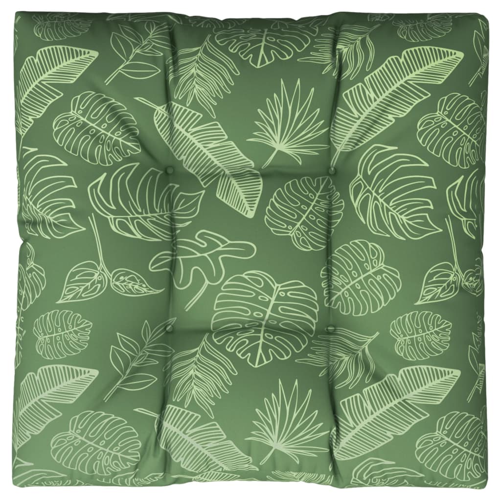 Patrón de hoja de cojín de paleta Vidaxl 80x80x12 cm de tela