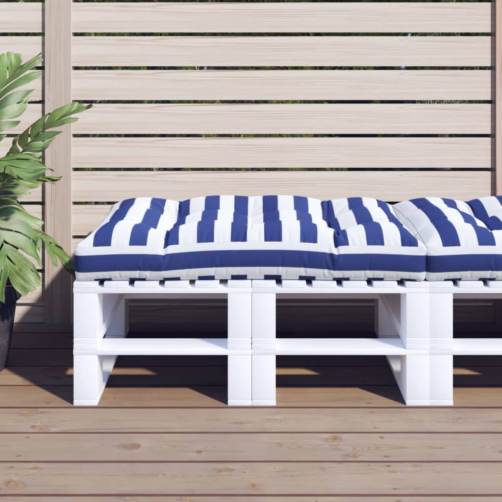 Vidaxl Pallet Cuscino a strisce 120x80x12 cm tessuto blu e bianco