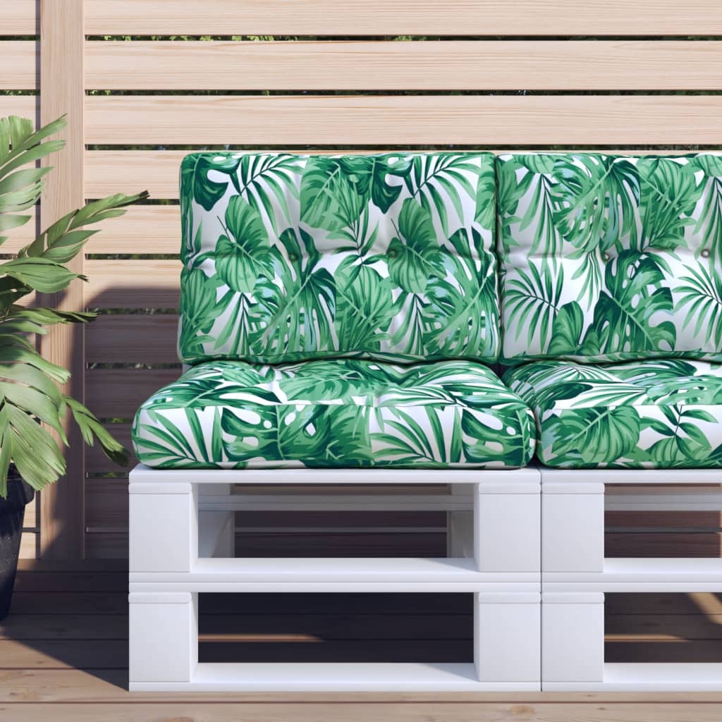 Vidaxl Pallet Cushion Leaf Pattern 50x40x12 cm tessuto