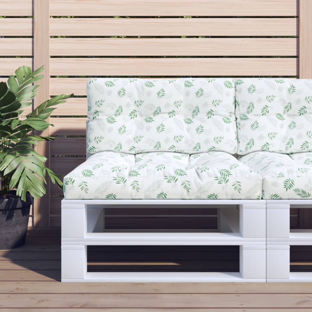 VidaXL cuscino per pallet motivo foglie 80x40x12 cm in tessuto