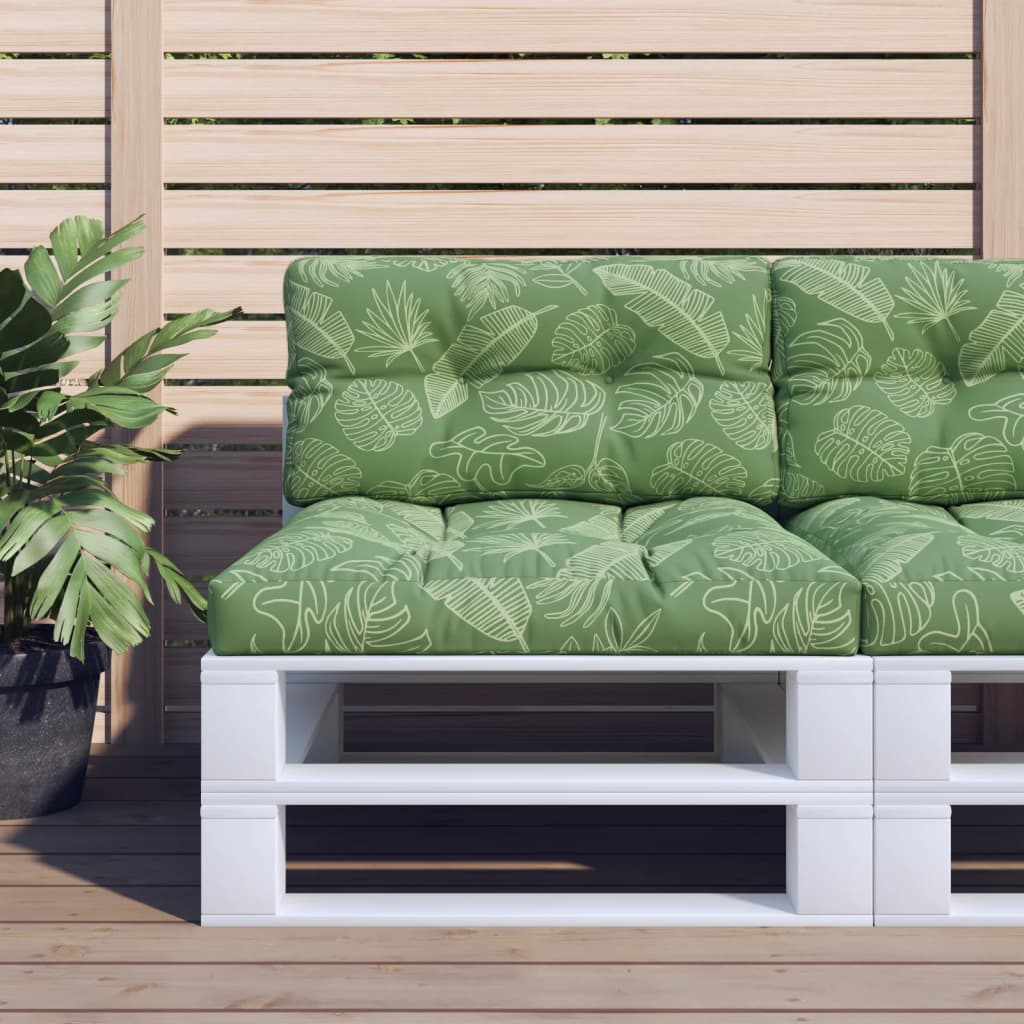 VidaXL cojín palet estampado hojas 80x40x12 cm tela