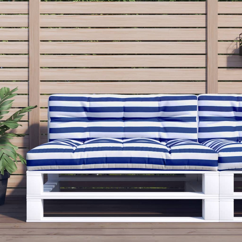 Vidaxl Pallet Cuscino 120x40x12 cm tessuto a strisce blu e bianco