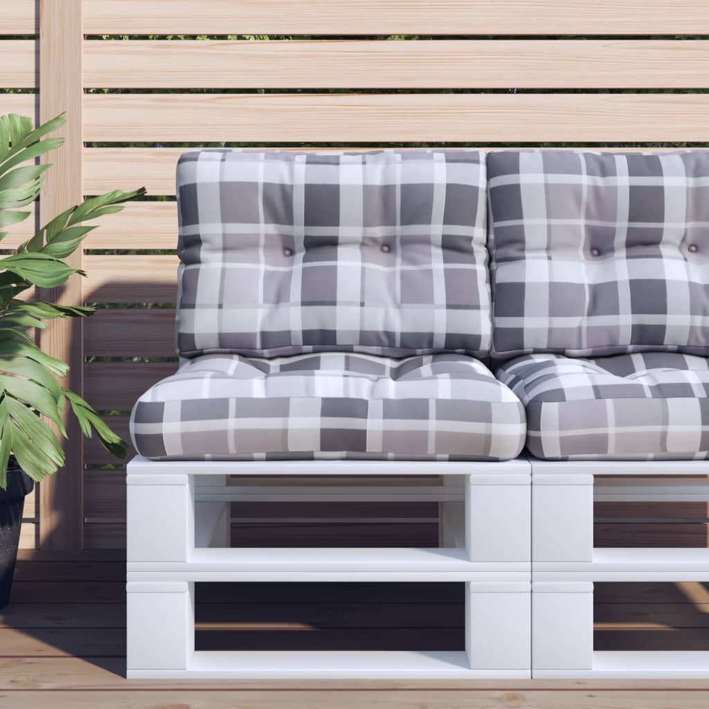 VidaXL cojines palet 2 uds tela estampado rombos gris