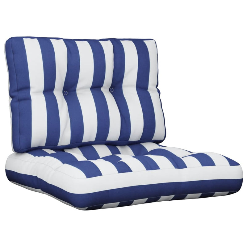 VidaXL cojines palet 2uds tela rayas blanco y azul
