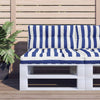 Cuscini da pallet Vidaxl 2 St tessuto bianco e blu a strisce