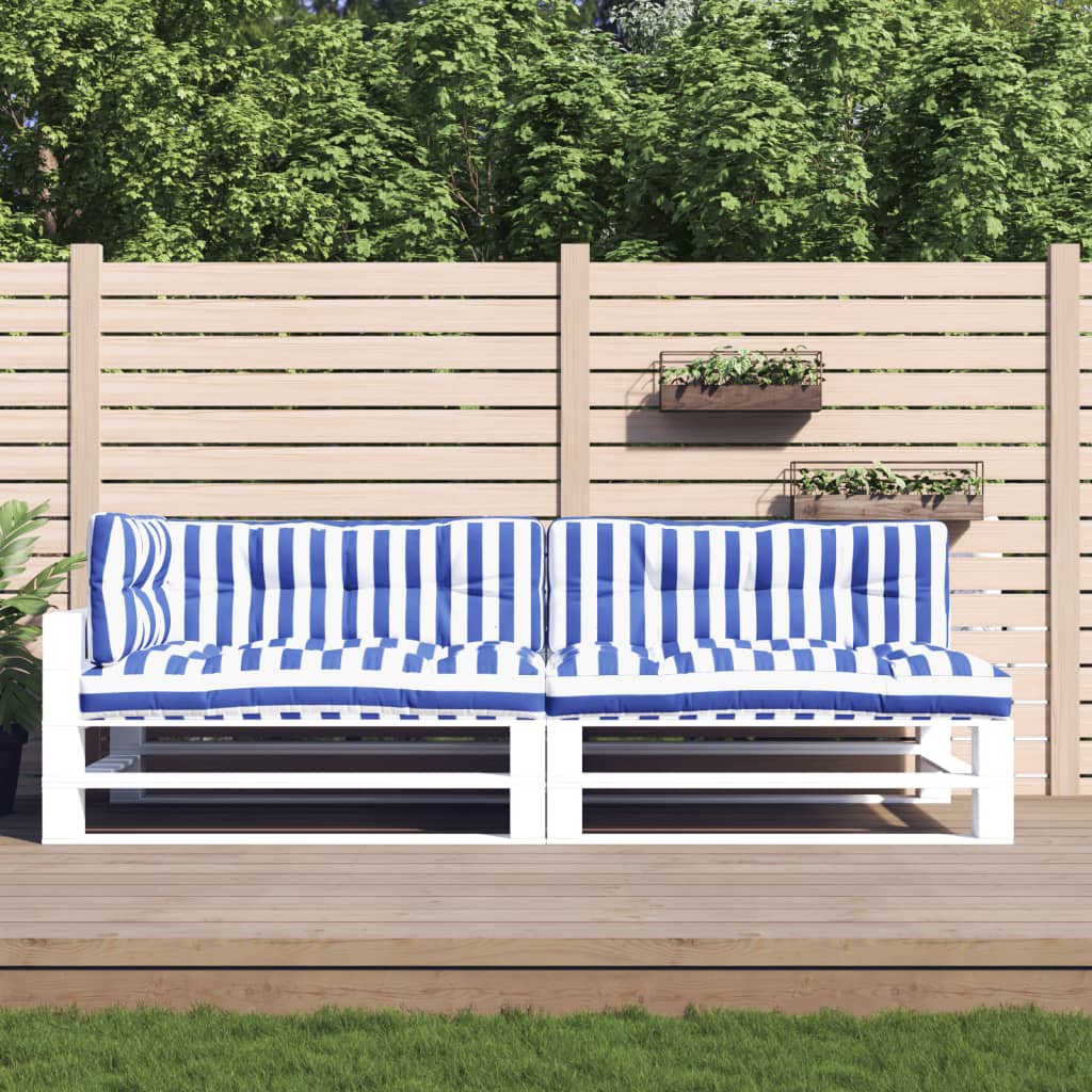 Cuscini da pallet Vidaxl 5 St a strisce bianche e blu