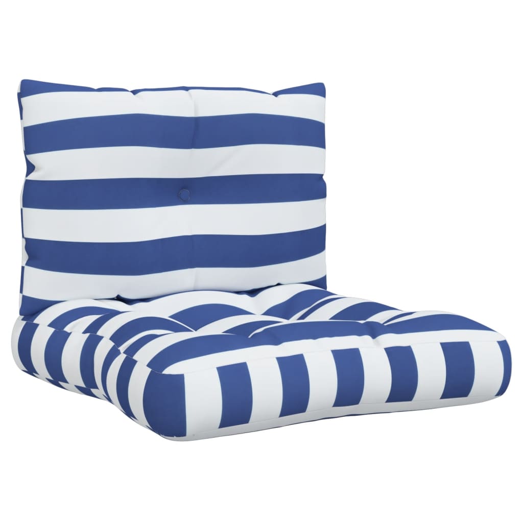 Vidaxl Pallet Cushions 2 St a strisce Oxford tessuto bianco e blu