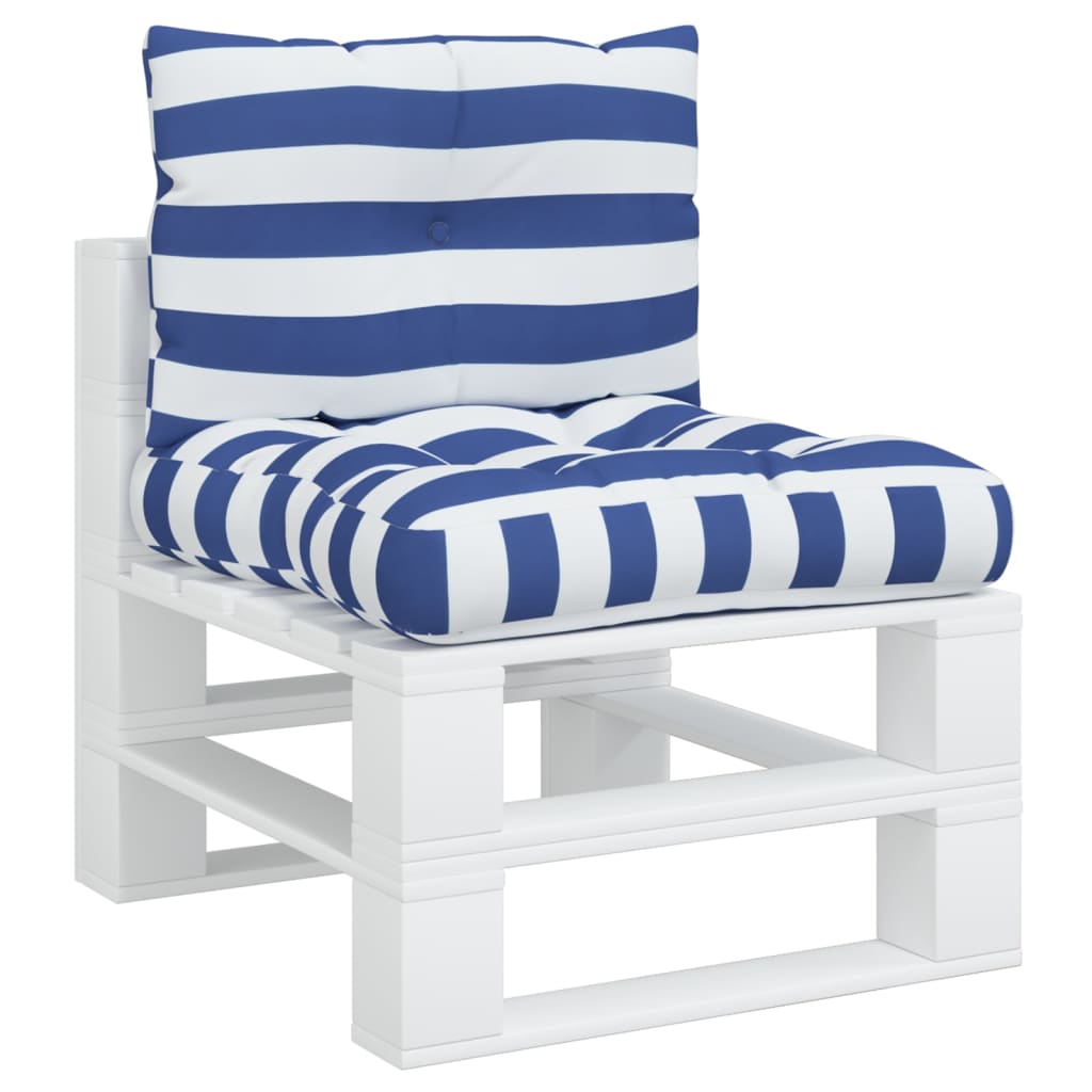 Vidaxl Pallet Cushions 2 St a strisce Oxford tessuto bianco e blu