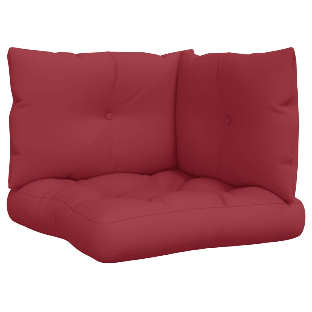 Vidaxl pallet cuscini 3 st tessuto vino rosso