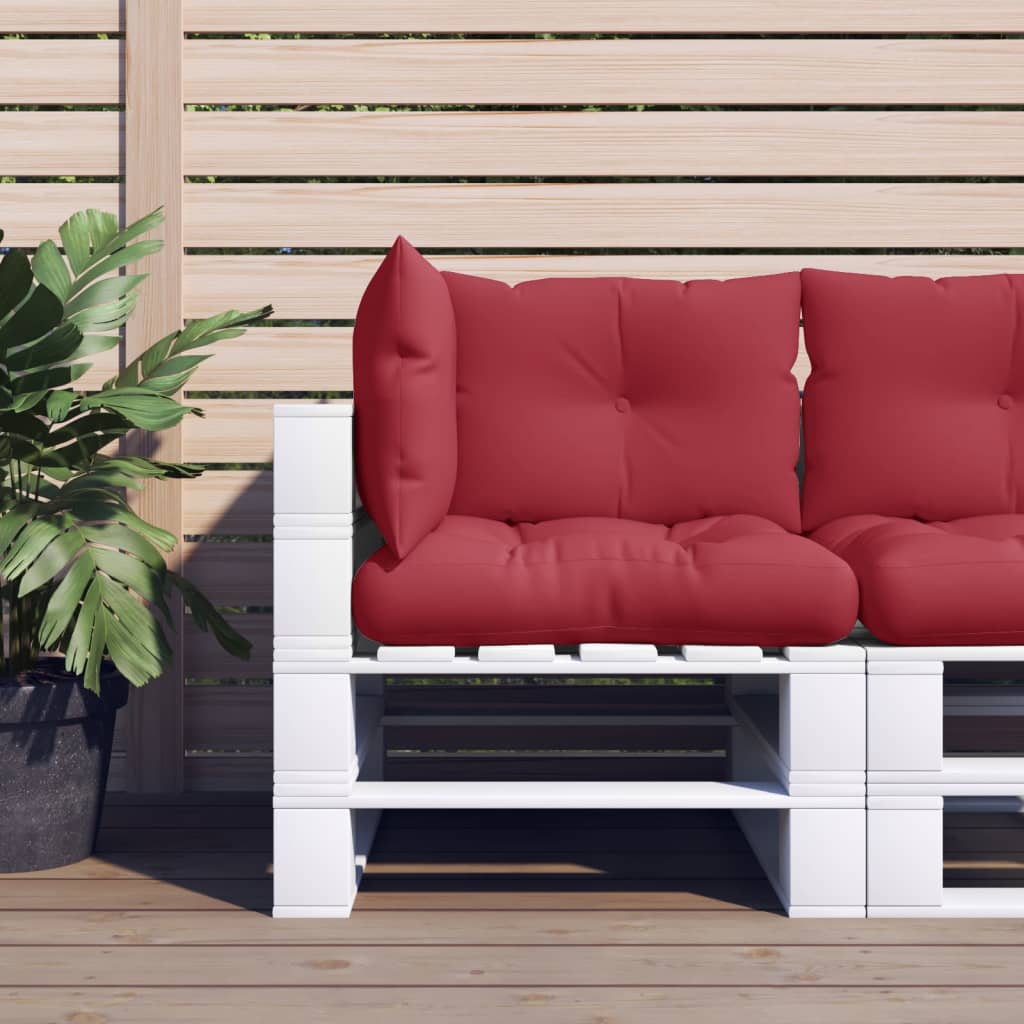 Vidaxl pallet cuscini 3 st tessuto vino rosso
