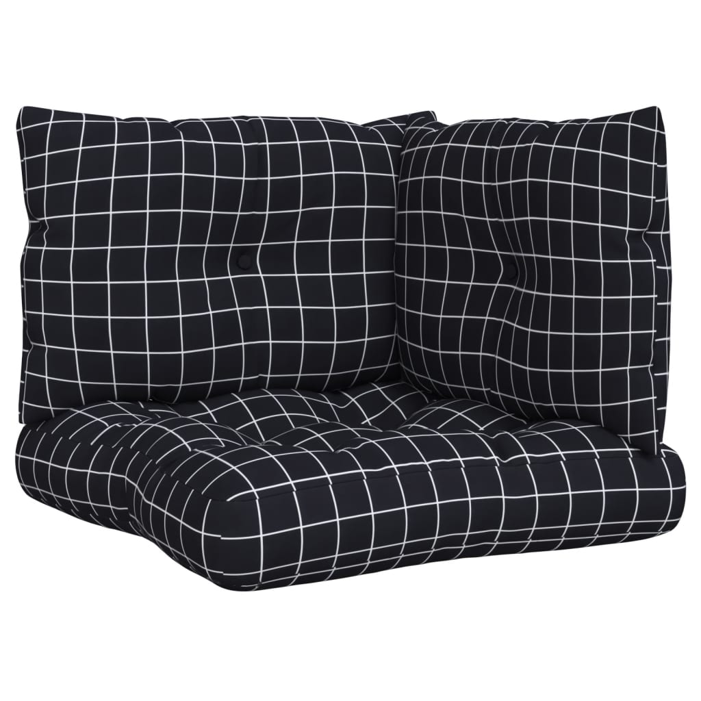 Vidaxl Pallet Cushions 3 Stedcase Pattern Oxford Fabric Black
