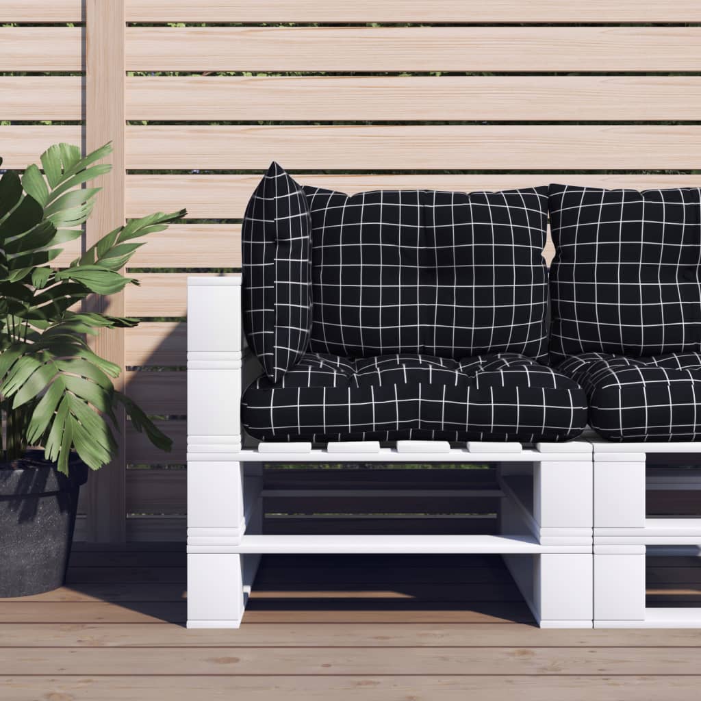 Vidaxl Pallet Cushions 3 Stedcase Pattern Oxford Fabric Black